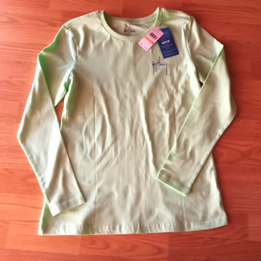 NWT ladies Guy Harvey tee top green nautical, sz M   MSRP $26.00